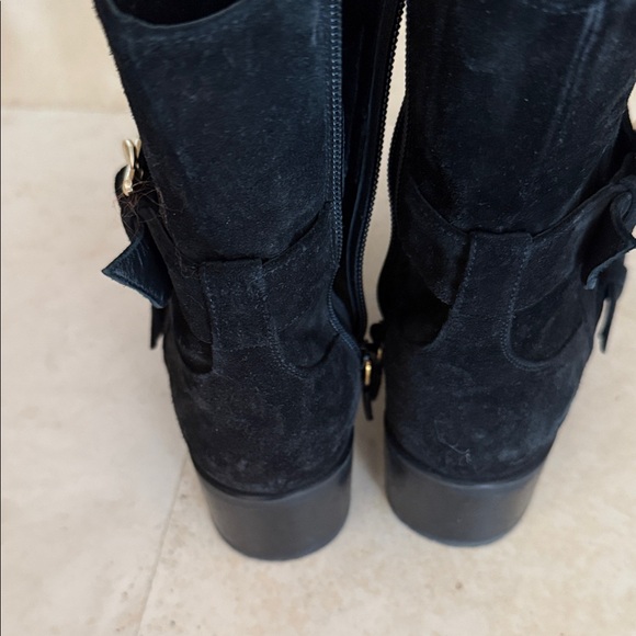 Stuart Weitzman Black Suede Ankle Boots with Silver Buckles - Picture 3 of 3